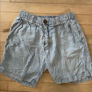 Blue/white striped shorts for men